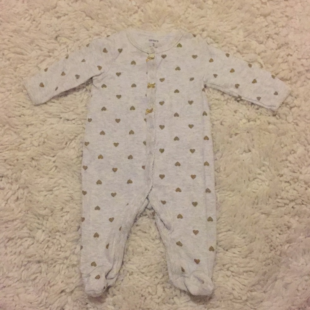 Grey Pajamas with gold hearts